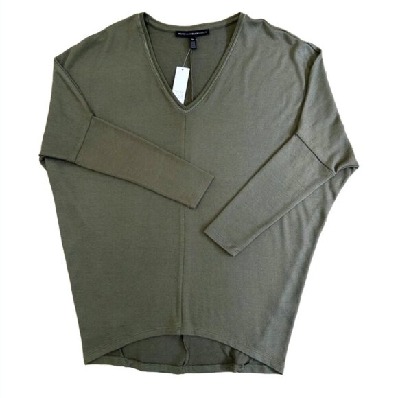 NWT White House Black Market Olive Green Oversized Dolman V Neck Sweater XS - Picture 5 of 10